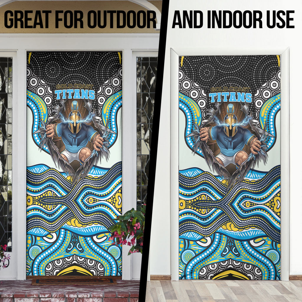 Gold Coast Titans Door Cover The Scream of Lightning Eyes - Indigenous Dot Ripping Effect