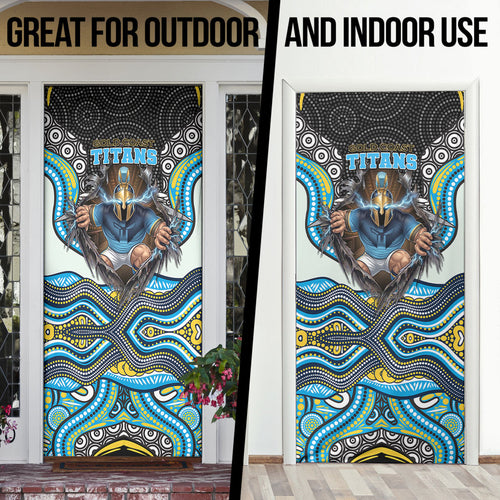 Gold Coast Titans Door Cover The Scream of Lightning Eyes - Indigenous Dot Ripping Effect