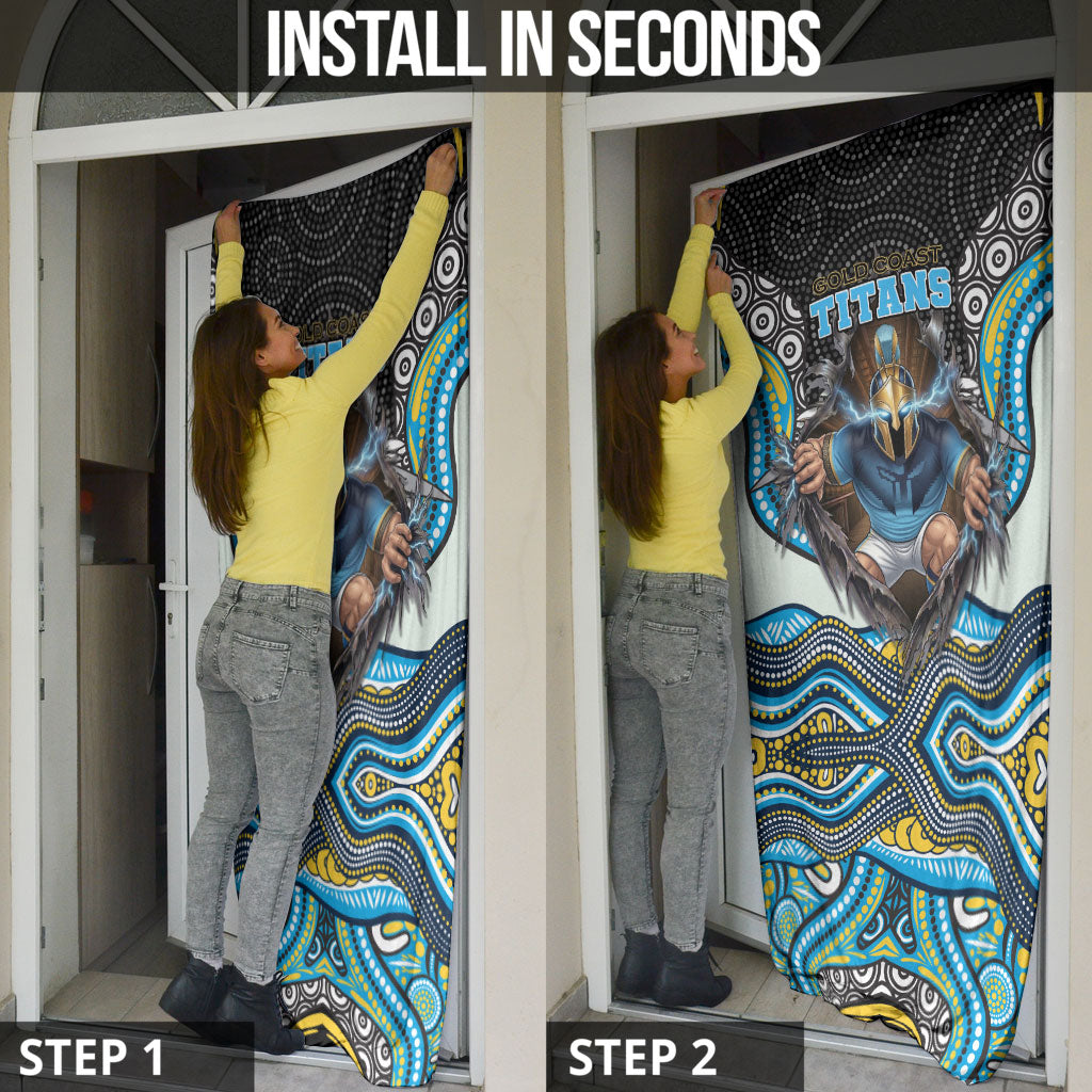 Gold Coast Titans Door Cover The Scream of Lightning Eyes - Indigenous Dot Ripping Effect
