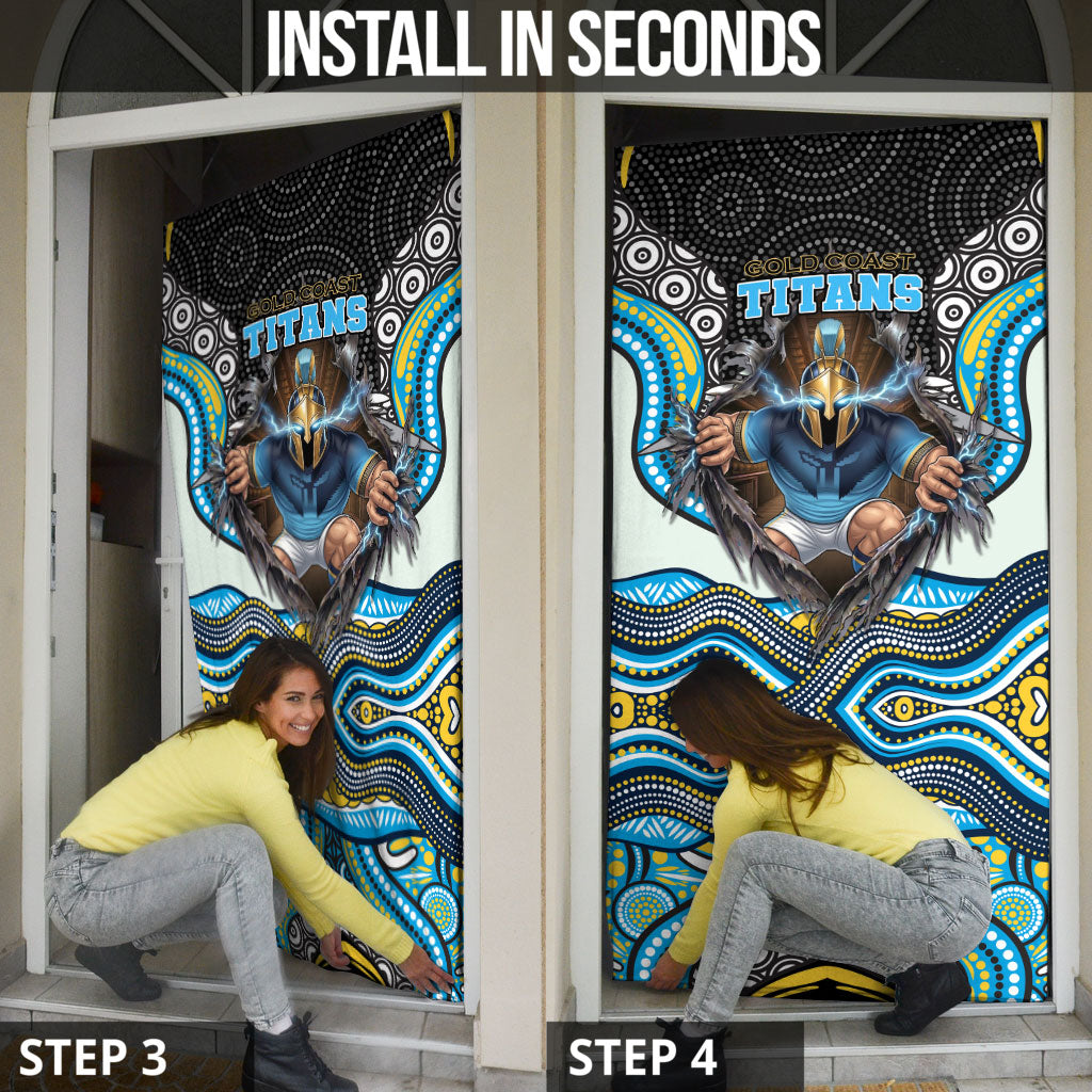 Gold Coast Titans Door Cover The Scream of Lightning Eyes - Indigenous Dot Ripping Effect