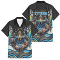 Gold Coast Titans Family Matching Mermaid Dress and Hawaiian Shirt The Scream of Lightning Eyes - Indigenous Dot Ripping Effect