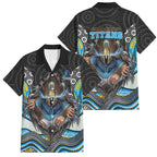 Gold Coast Titans Family Matching Off Shoulder Short Dress and Hawaiian Shirt The Scream of Lightning Eyes - Indigenous Dot Ripping Effect