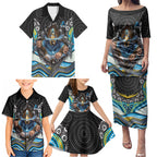 Gold Coast Titans Family Matching Puletasi and Hawaiian Shirt The Scream of Lightning Eyes - Indigenous Dot Ripping Effect