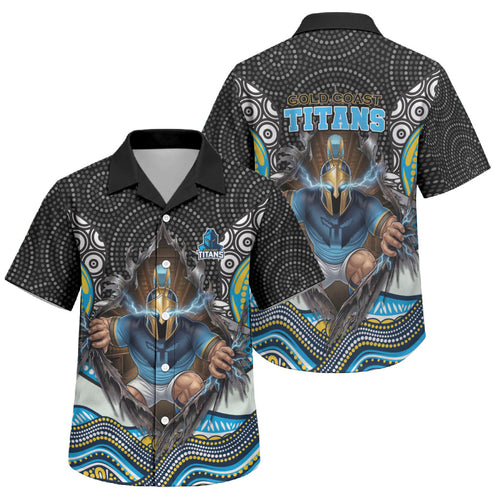 Gold Coast Titans Family Matching Puletasi and Hawaiian Shirt The Scream of Lightning Eyes - Indigenous Dot Ripping Effect