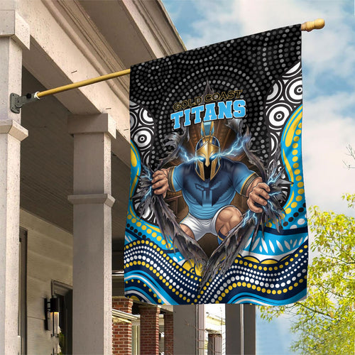 Gold Coast Titans Garden Flag The Scream of Lightning Eyes - Indigenous Dot Ripping Effect