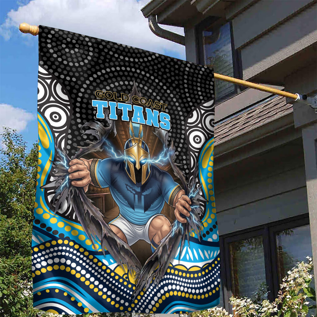 Gold Coast Titans Garden Flag The Scream of Lightning Eyes - Indigenous Dot Ripping Effect