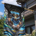 Gold Coast Titans Garden Flag The Scream of Lightning Eyes - Indigenous Dot Ripping Effect