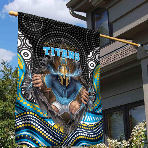 Gold Coast Titans Garden Flag The Scream of Lightning Eyes - Indigenous Dot Ripping Effect