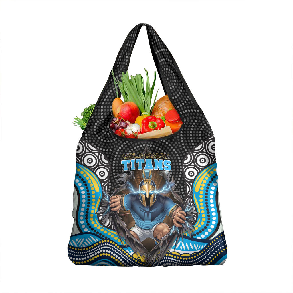 Gold Coast Titans Grocery Bag The Scream of Lightning Eyes - Indigenous Dot Ripping Effect