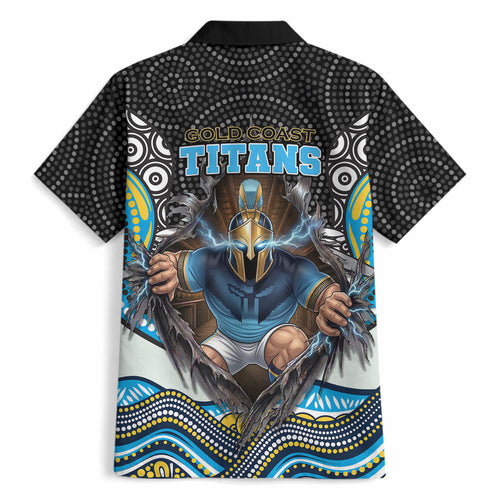 Gold Coast Titans Hawaiian Shirt The Scream of Lightning Eyes - Indigenous Dot Ripping Effect
