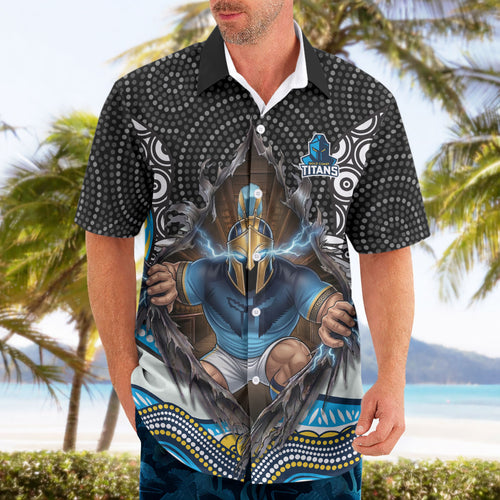 Gold Coast Titans Hawaiian Shirt The Scream of Lightning Eyes - Indigenous Dot Ripping Effect