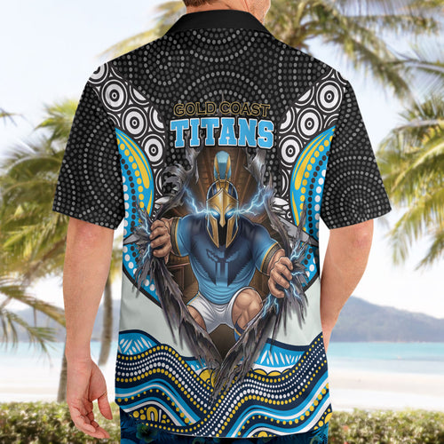 Gold Coast Titans Hawaiian Shirt The Scream of Lightning Eyes - Indigenous Dot Ripping Effect