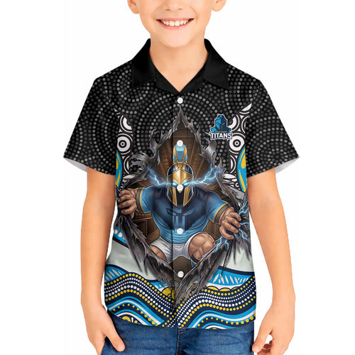 Gold Coast Titans Hawaiian Shirt The Scream of Lightning Eyes - Indigenous Dot Ripping Effect