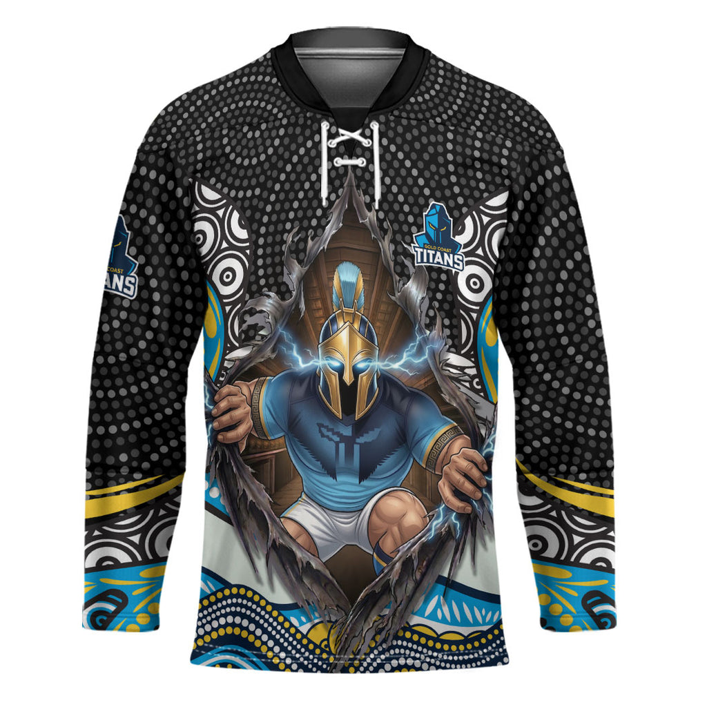 Gold Coast Titans Hockey Jersey The Scream of Lightning Eyes - Indigenous Dot Ripping Effect