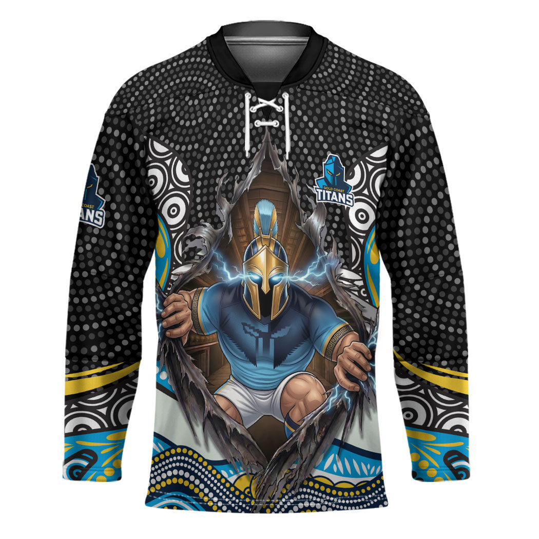 Gold Coast Titans Hockey Jersey The Scream of Lightning Eyes - Indigenous Dot Ripping Effect