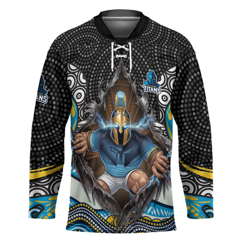 Gold Coast Titans Hockey Jersey The Scream of Lightning Eyes - Indigenous Dot Ripping Effect