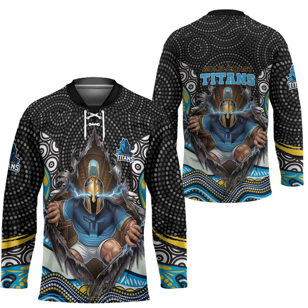 Gold Coast Titans Hockey Jersey The Scream of Lightning Eyes - Indigenous Dot Ripping Effect