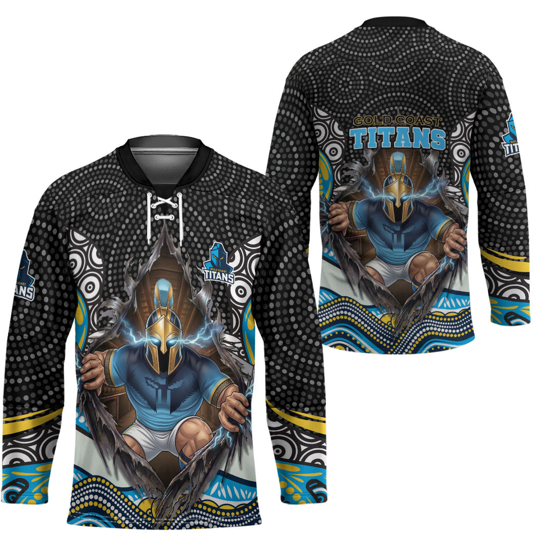 Gold Coast Titans Hockey Jersey The Scream of Lightning Eyes - Indigenous Dot Ripping Effect