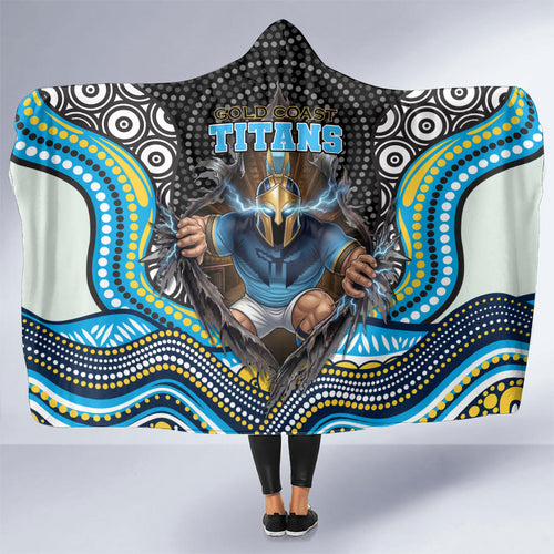 Gold Coast Titans Hooded Blanket The Scream of Lightning Eyes - Indigenous Dot Ripping Effect