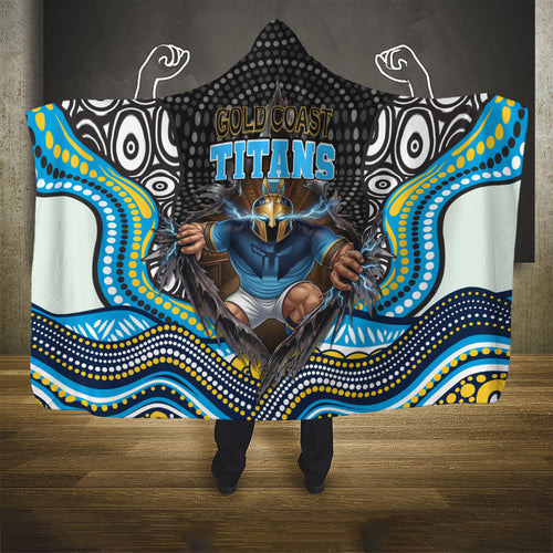 Gold Coast Titans Hooded Blanket The Scream of Lightning Eyes - Indigenous Dot Ripping Effect