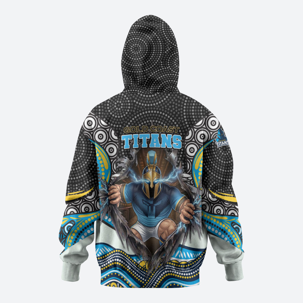 Gold Coast Titans Hoodie The Scream of Lightning Eyes - Indigenous Dot Ripping Effect