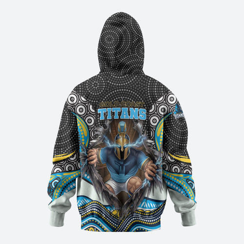 Gold Coast Titans Hoodie The Scream of Lightning Eyes - Indigenous Dot Ripping Effect