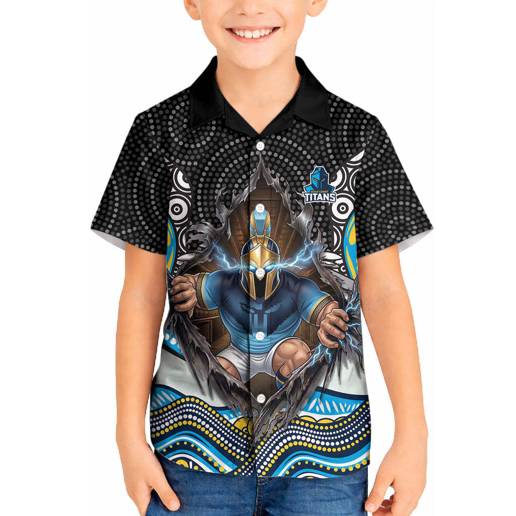 Gold Coast Titans Kid Hawaiian Shirt The Scream of Lightning Eyes - Indigenous Dot Ripping Effect
