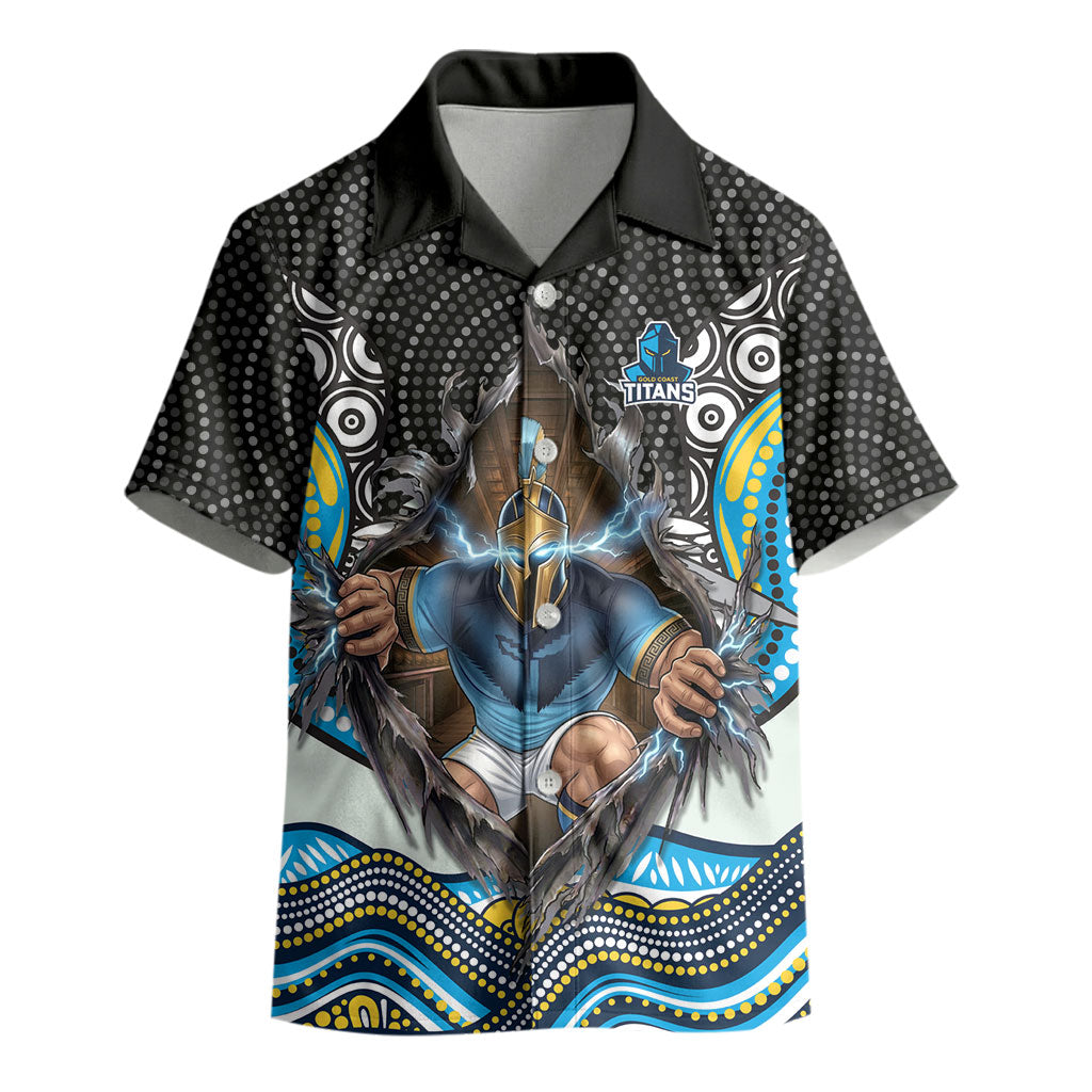 Gold Coast Titans Kid Hawaiian Shirt The Scream of Lightning Eyes - Indigenous Dot Ripping Effect