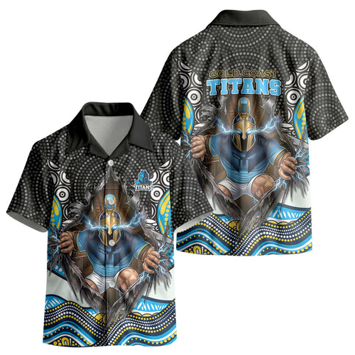 Gold Coast Titans Kid Hawaiian Shirt The Scream of Lightning Eyes - Indigenous Dot Ripping Effect