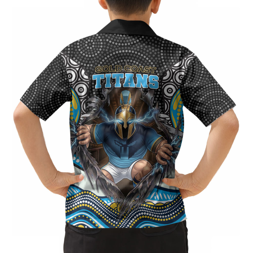 Gold Coast Titans Kid Hawaiian Shirt The Scream of Lightning Eyes - Indigenous Dot Ripping Effect
