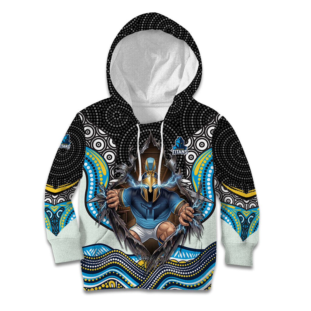 Gold Coast Titans Kid Hoodie The Scream of Lightning Eyes - Indigenous Dot Ripping Effect