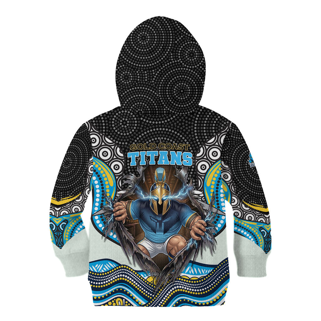 Gold Coast Titans Kid Hoodie The Scream of Lightning Eyes - Indigenous Dot Ripping Effect