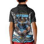 Gold Coast Titans Kid Polo Shirt The Scream of Lightning Eyes - Indigenous Dot Ripping Effect