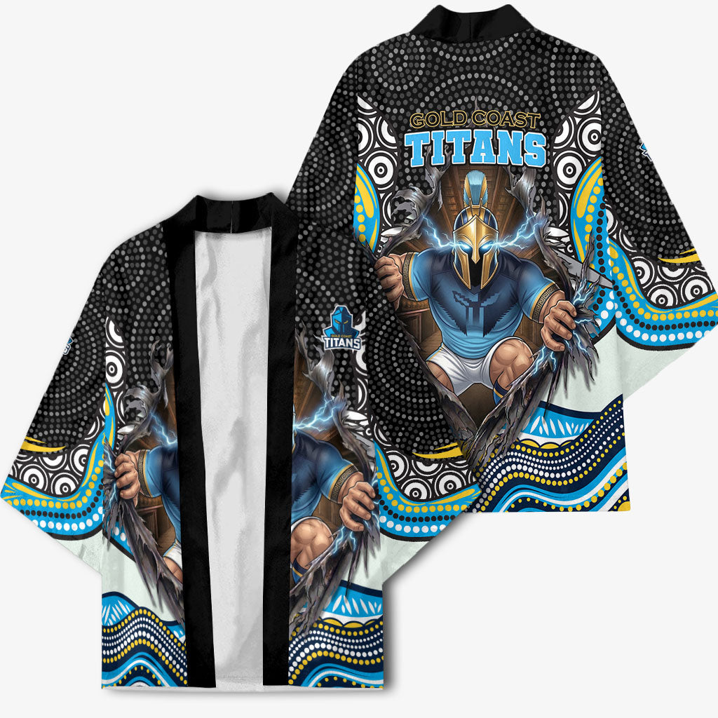 Gold Coast Titans Kimono The Scream of Lightning Eyes - Indigenous Dot Ripping Effect