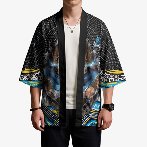Gold Coast Titans Kimono The Scream of Lightning Eyes - Indigenous Dot Ripping Effect