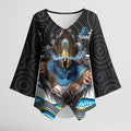 Gold Coast Titans Kimono Sleeve Blouse The Scream of Lightning Eyes - Indigenous Dot Ripping Effect