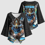 Gold Coast Titans Kimono Sleeve Blouse The Scream of Lightning Eyes - Indigenous Dot Ripping Effect