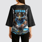 Gold Coast Titans Kimono Sleeve Blouse The Scream of Lightning Eyes - Indigenous Dot Ripping Effect
