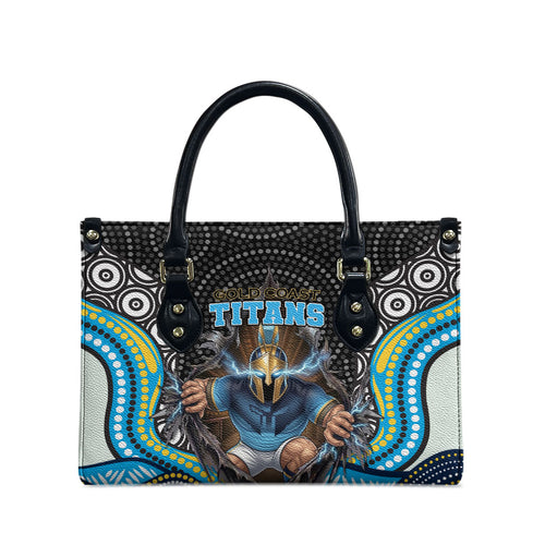 Gold Coast Titans Leather Bag The Scream of Lightning Eyes - Indigenous Dot Ripping Effect