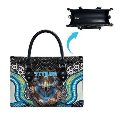 Gold Coast Titans Leather Bag The Scream of Lightning Eyes - Indigenous Dot Ripping Effect