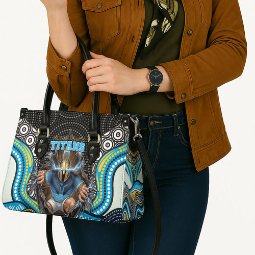 Gold Coast Titans Leather Bag The Scream of Lightning Eyes - Indigenous Dot Ripping Effect