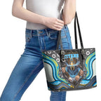 Gold Coast Titans Leather Tote Bag The Scream of Lightning Eyes - Indigenous Dot Ripping Effect