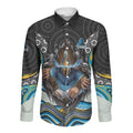 Gold Coast Titans Long Sleeve Button Shirt The Scream of Lightning Eyes - Indigenous Dot Ripping Effect