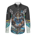 Gold Coast Titans Long Sleeve Button Shirt The Scream of Lightning Eyes - Indigenous Dot Ripping Effect