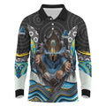Gold Coast Titans Long Sleeve Polo Shirt The Scream of Lightning Eyes - Indigenous Dot Ripping Effect
