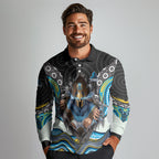 Gold Coast Titans Long Sleeve Polo Shirt The Scream of Lightning Eyes - Indigenous Dot Ripping Effect