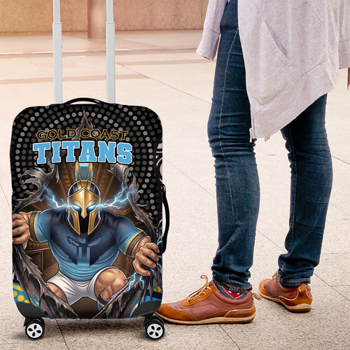Gold Coast Titans Luggage Cover The Scream of Lightning Eyes - Indigenous Dot Ripping Effect