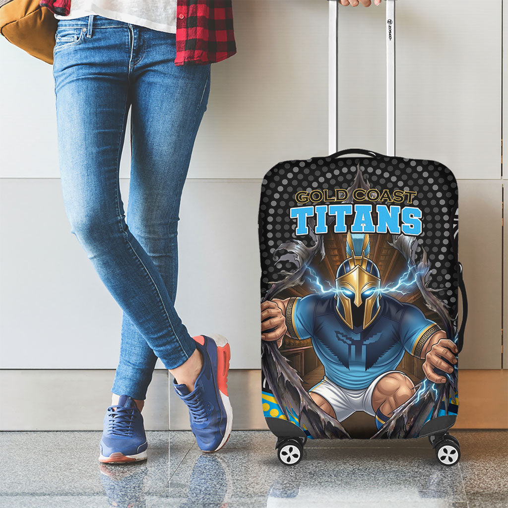 Gold Coast Titans Luggage Cover The Scream of Lightning Eyes - Indigenous Dot Ripping Effect
