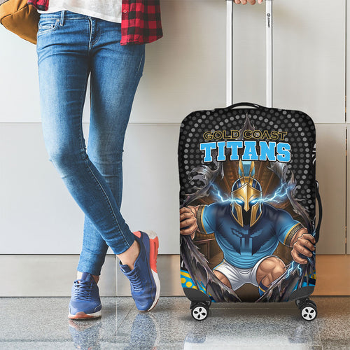 Gold Coast Titans Luggage Cover The Scream of Lightning Eyes - Indigenous Dot Ripping Effect