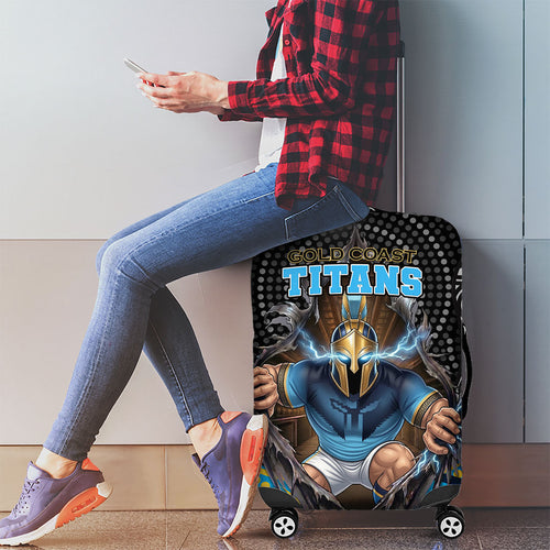 Gold Coast Titans Luggage Cover The Scream of Lightning Eyes - Indigenous Dot Ripping Effect